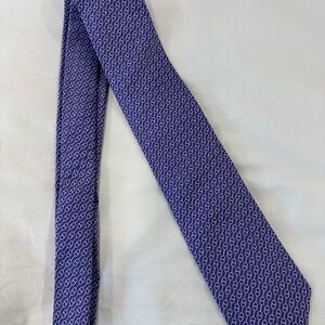 Hermes Blue Silk Tie with Textured Pattern